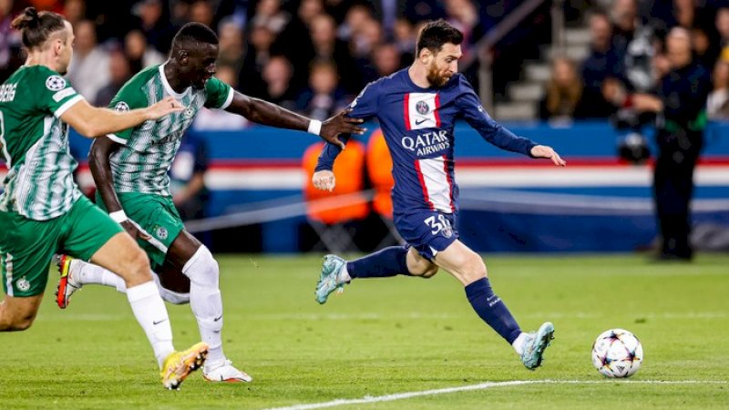 Lionel Messi menjadi bintang kemenangan Paris Saint Germain (PSG) 7-2 atas Maccabi Haifa di lanjutan Liga Champions, Rabu (26/10) dini hari WIB (Getty Images)