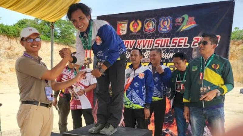 Salah satu atlet menembak kontingen Kabupaten Pangkep yang meraih medali pada Porprov XVII Sulsel 2022.