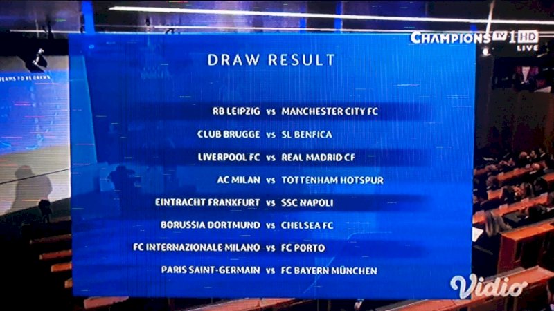 Hasil drawing Babak 16 Besar Liga Champions Eropa 2022/2023 ( Foto: tangkapan layar video)