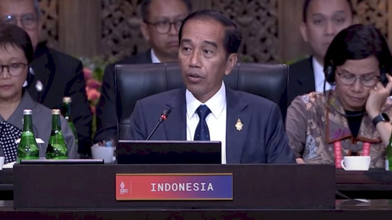 Presiden Jokowi saat membuka KTT G20, Selasa (15/11/2022), di Hotel The Apurva Kempinski Bali.(Foto: Humas Setkab/Rahmat)