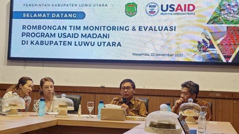 Audiensi Tim USAID bersama Wakil Bupati (Wabup) Luwu Utara (Lutra), Suaib Mansur, Selasa (22/11/2022), di Ruang Command Center Kantor Bupati Luwu Utara.