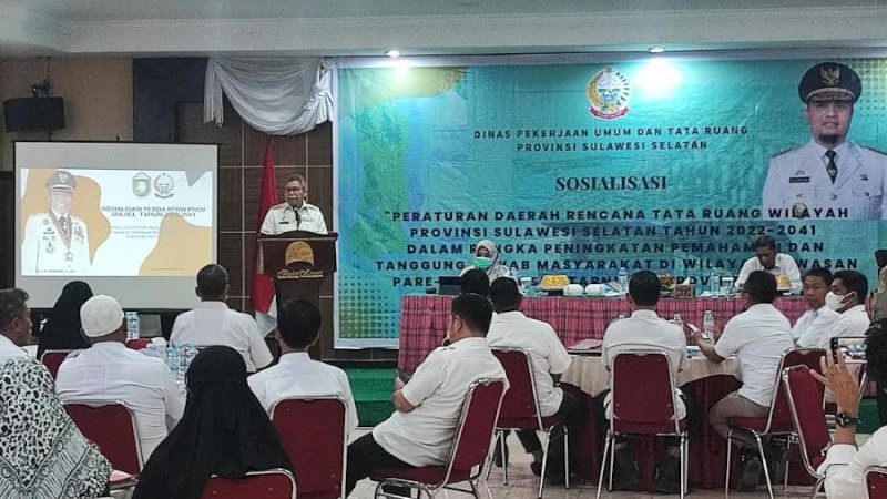 Sosialisasi Peraturan Daerah (Perda) Rencana Tata Ruang wilayah (RTRW ) wilayah Provinsi Sulawesi Selatan (Sulsel) 2022-2041 yang berlangsung di Hotel Kenari, Kota Parepare, Rabu (23/11/2022). 