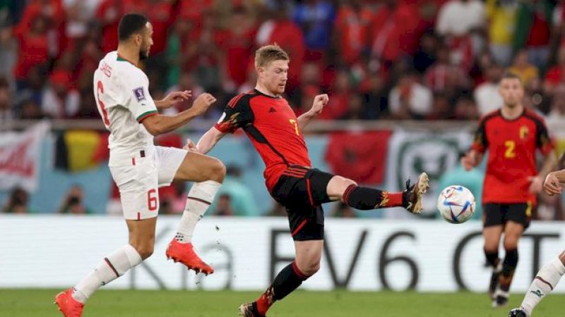 Belgia bermain imbang tanpa gol melawan Maroko di babak pertama. (REUTERS/AMR ABDALLAH DALSH)