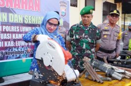 Pemusnahan 333 Barang Bukti, Bupati Luwu Utara Apresiasi Kinerja TNI POLRI