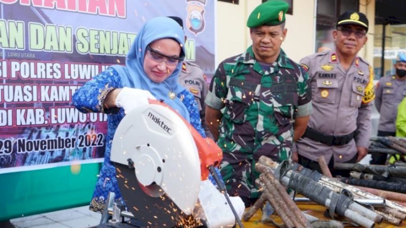 Pemusnahan 333 Barang Bukti, Bupati Luwu Utara Apresiasi Kinerja TNI POLRI