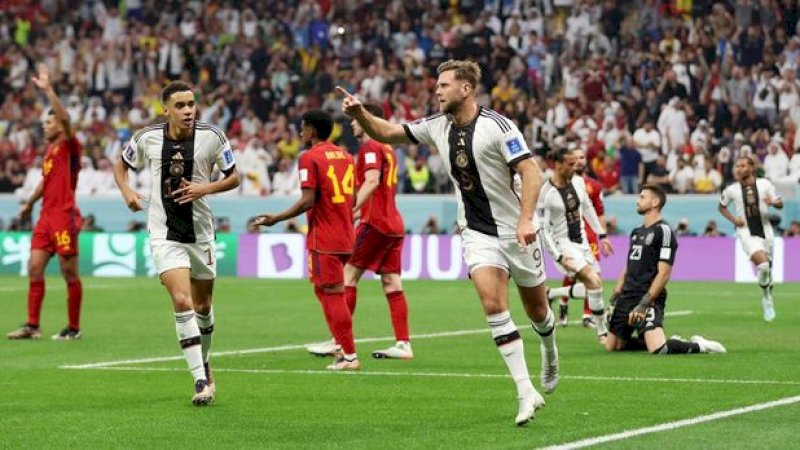 NIclas Fullkrug membobol gawang Spanyol pada laga matchday kedua fase grup Piala Dunia 2022. (Reuters/Matthew Childs)
