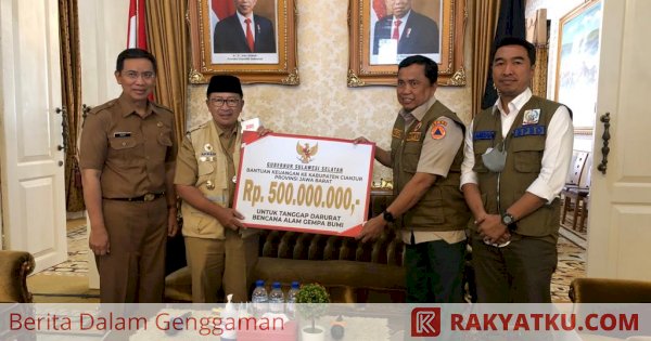 Pemprov Sulsel Serahkan Bantuan Rp500 Juta untuk Korban Gempa Cianjur