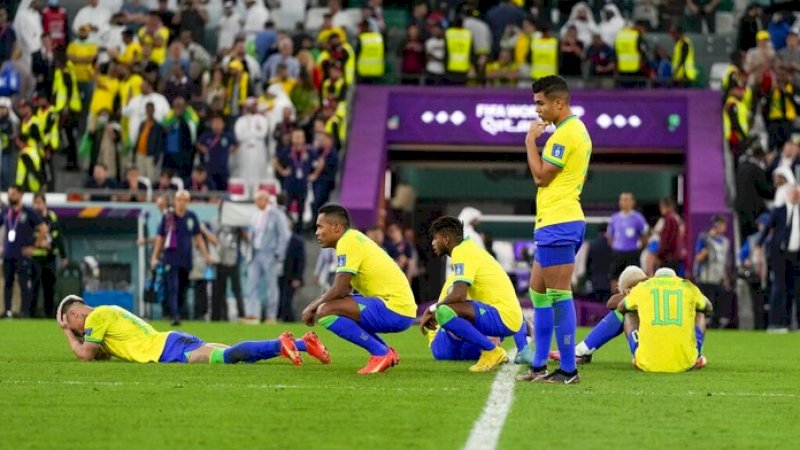 Brasil tersingkir dari Piala Dunia 2022. (Foto: AP/Frank Augstein)