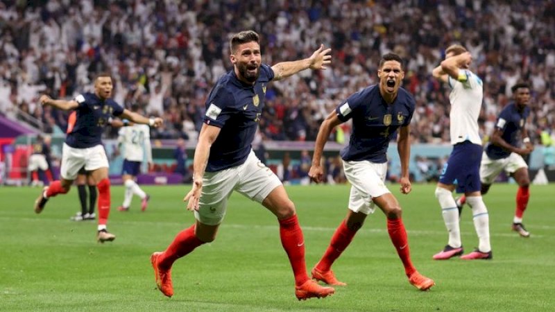 Prancis lolos ke semifinal Piala Dunia 2022 usai menang 2-1 atas Inggris di perempatfinal (Foto: Getty Images/Catherine Ivill)