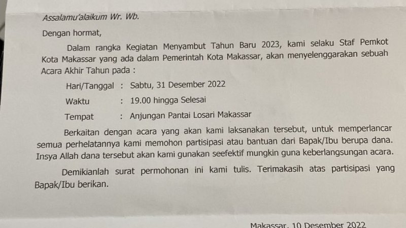 Nama Wakil Walikota Makassar Dicatut Untuk Proposal Bantuan 