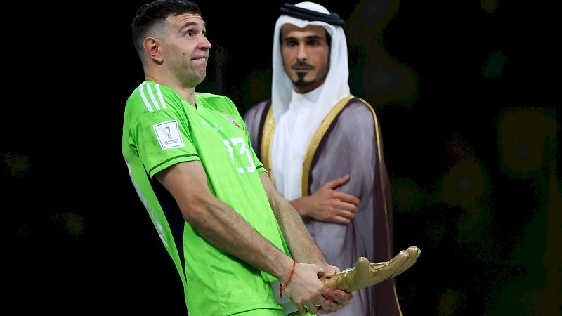 Selebrasil kontroversial Emiliano Martinez di final Piala Dunia 2022 berbuntut panjang. (Foto: Reuters)