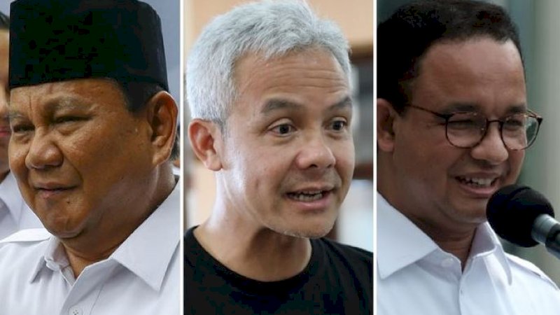 Prabowo Subianto, Ganjar Pranowo, dan Anies Baswedan. (Foto: Detik.com)