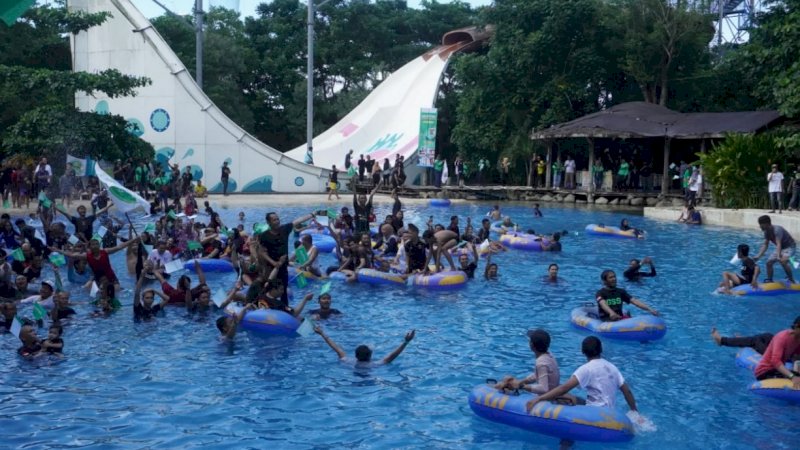 Bugis Waterpark Adventure (BWP) jadi primadona destinasi wisata selama pekan liburan tahun baru 2023.