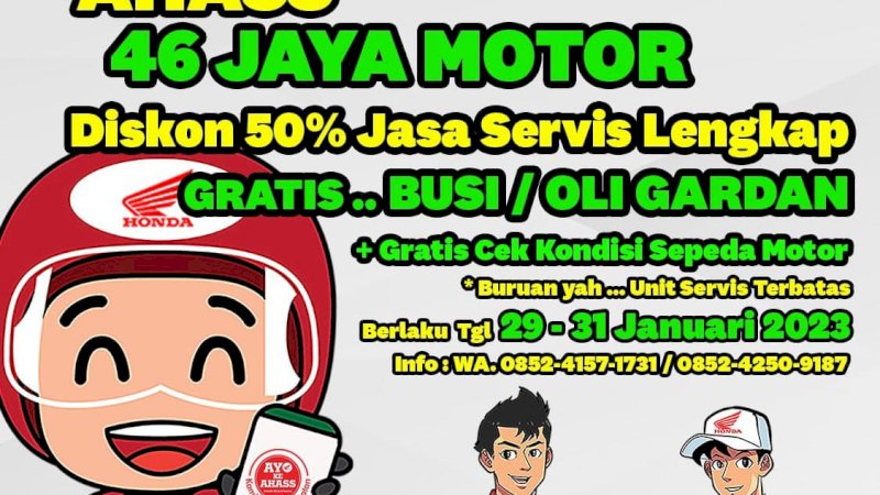 Grand Opening AHASS 46 Jaya Motor, Berikan Promo Diskon dan Cek Kondisi Motor Secara Gratis
