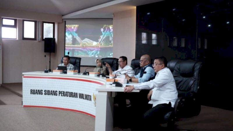 Rapat persiapan Rakernas Apeksi di Ruang Sipakalebbi, Balai Kota Makassar, Jumat (10/2/2023).