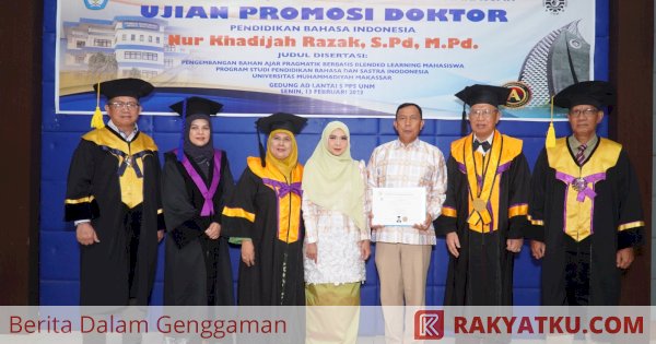 Dosen Unismuh Nur Khadijah Razak, Raih Gelar Doktor di Pascasarjana UNM