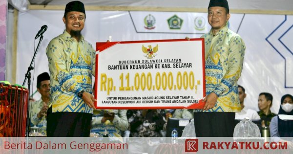 Gubernur Sulsel Serahkan Bantuan Keuangan Rp11 Miliar untuk Pembangunan Masjid Agung Selayar