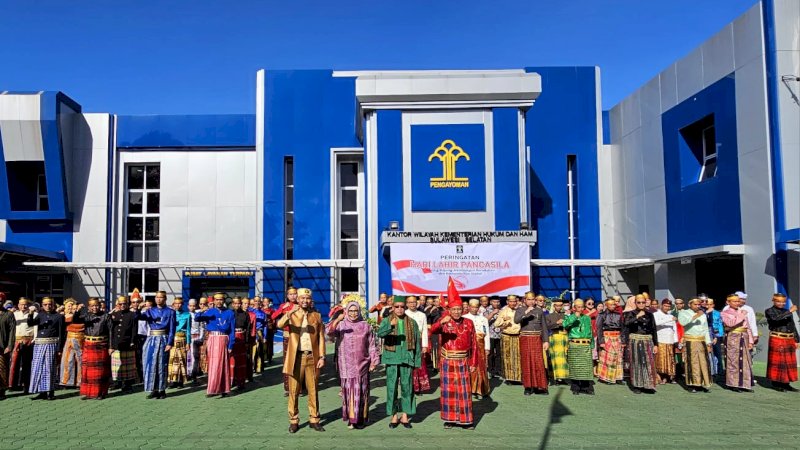 Upacara Peringati Hari Lahir Pancasila di Kemenkumham Sulsel, Dipimpin Kadiv Keimigrasian 