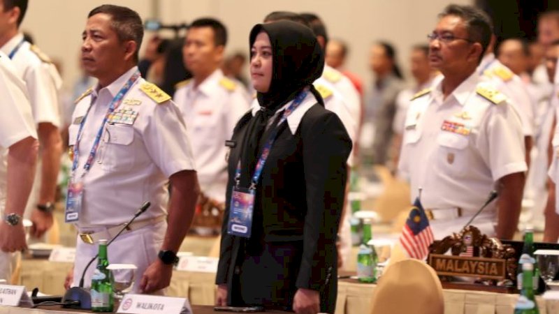 Wakil Wali Kota (Wawali) Makassar, Fatmawati Rusdi, saat menghadiri 5th International Maritime Security Symposium (IMMS) 2023 yang digelar di Hotel Claro, Selasa (6/6/2023).