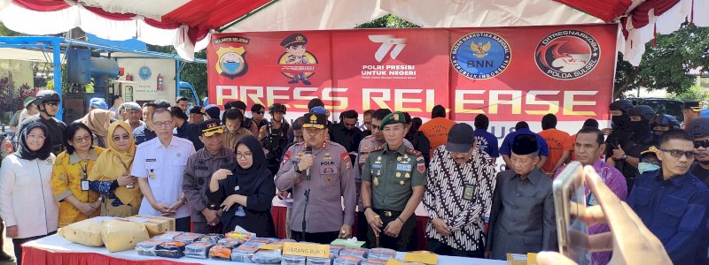 Polda Sulsel Musnahkan Puluhan Kg Barang Bukti Kejahatan Narkotika 