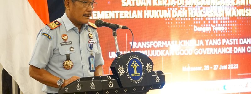 Kemenkumham Sulsel Gelar Rakor Semester 1 Tahun 2023. Liberti Sitinjak: Realisasi Anggaran Masih Jauh dari Target