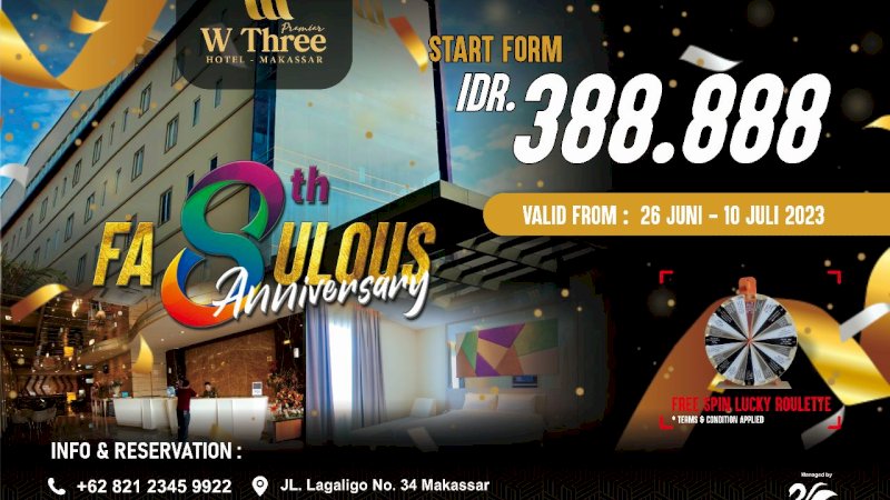 Wthree Premier Hotel Makassar Rayakan HUT ke-8 tahun