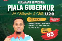 Pemprov Sulsel Gelar Kejuaraan Sepak Bola Piala Gubernur U-20, Total Hadiah Rp85 Juta