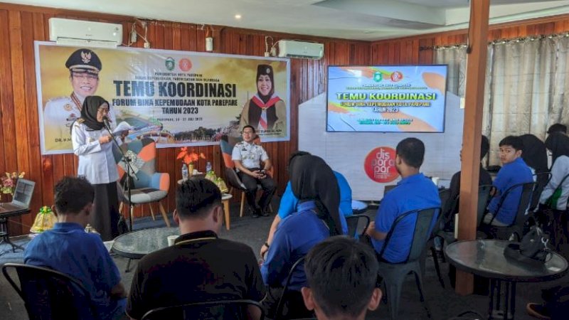 Temu Koordinasi Pemuda yang diadakan Dinas Kepemudaan, Olahraga, dan Pariwisata Disporapar) Parepare di Cafe Bukit Amaish, Kamis (20/7/2023).