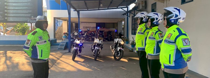 Polwan Ditlantas Polda Sulsel Gencar Patroli Sambut HUT ke-75