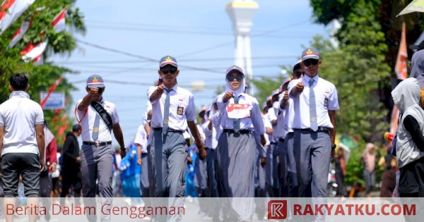 127 Tim Ramaikan Lomba Gerak Jalan Pelajar HUT Ke-78 RI di Gowa