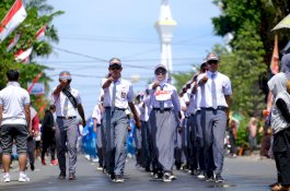 127 Tim Ramaikan Lomba Gerak Jalan Pelajar HUT Ke-78 RI di Gowa