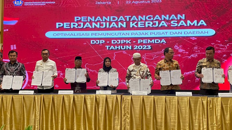 Optimalkan Penerimaan Pajak, Bupati Enrekang Teken Perjanjian Kerjasama dengan DJP-DJPK