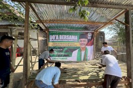 Santri Dukung Ganjar Sulsel Dirikan Poskamling Merah Putih, Warga Gowa Merasa Terbantu