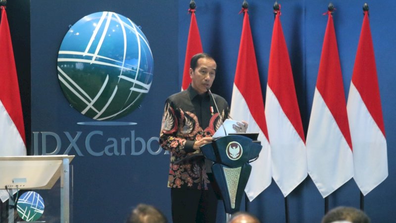 Preseden Joko Widodo saat meresmikan Bursa Karbon di Jakarta,(26/9)