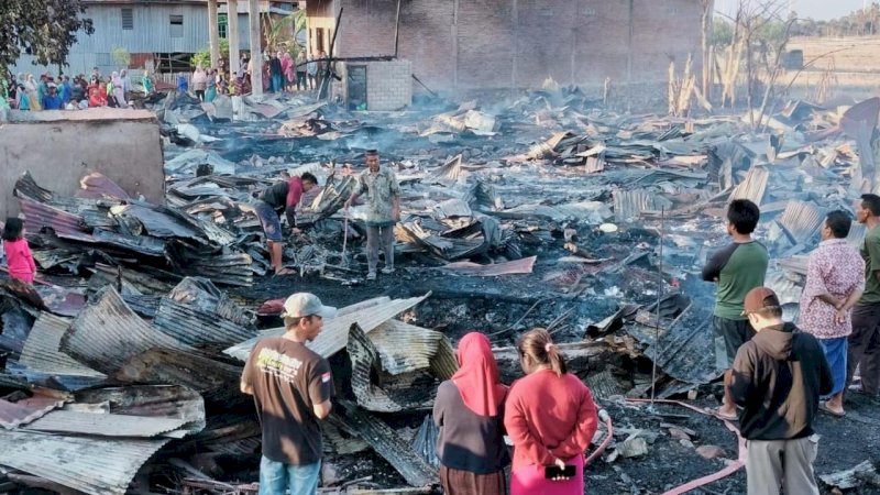 Kerugian Ditaksir Miliaran, Kebakaran 6 Rumah Ratah Tanah di Jeneponto