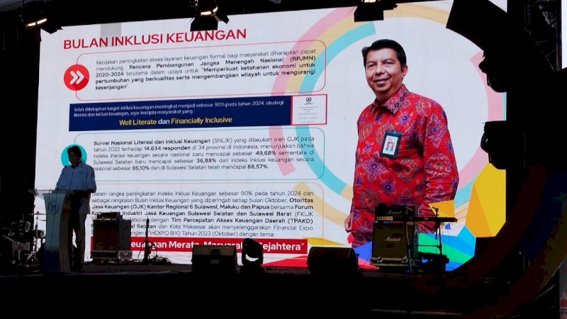Kepala OJK sulampua Darisman saat memberikan sambutan pembukaan Fin Expo BIK 2023, sabtu(28/10)