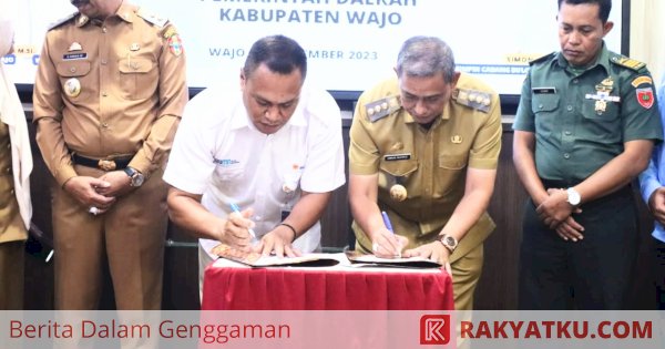 Bantu Pemasaran Beras Lokal Petani, Bupati dan Pemimpin Bulog Cabang Wajo Teken Nota Kesepahaman