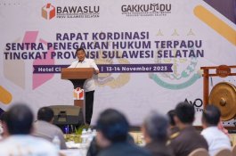 Pj Gubernur Sulsel Apresiasi Upaya Gakkumdu Kawal Pemilu dan Pilkada Serentak 2024