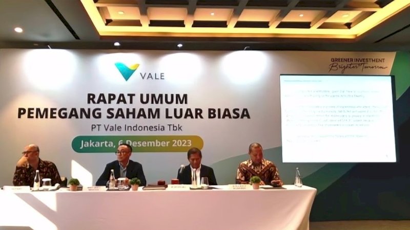 PT Vale Indonesia melaksanakan Rapat Umum Pemegang Saham Luar Biasa (RUPSLB) di 25 Hours Hotel The Oddbird, Jakarta, Rabu (6/12/2023). (Foto: PT Vale Indonesia)