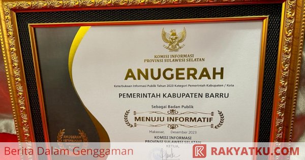 Pemkab Barru Peringkat Ketiga Keterbukaan Informasi Publik Sulsel 2023