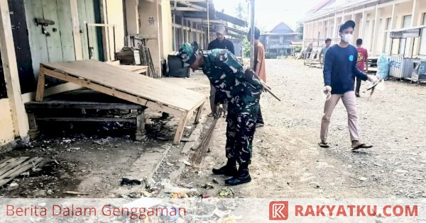 Gelar Karya Bakti TNI, Koramil Bersama Kades Serta Masyarakat Bersihkan Pasar Kampiri