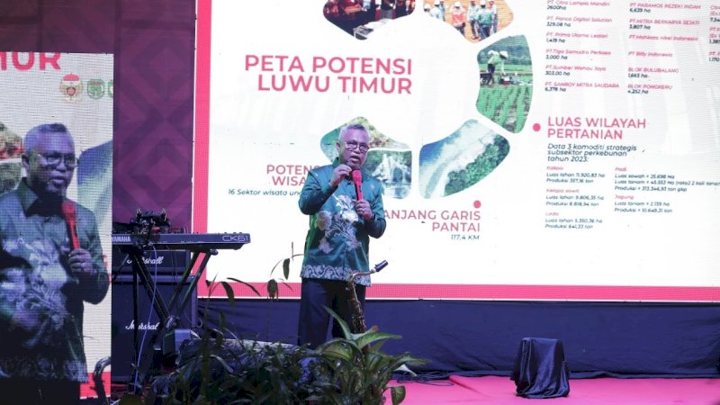 Vice President Director PT Vale Indonesia, Adriansyah Chaniago, pada acara Temu Saudagar Tana Luwu di rumah jabatan Bupati Luwu Timur, Puncak Indah, Malili, Senin (22/01/2024) malam. (Foto: PT Vale Indonesia)