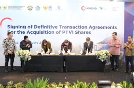 MIND ID, VCL, dan SMM Teken Perjanjian Divestasi Saham PT Vale Indonesia