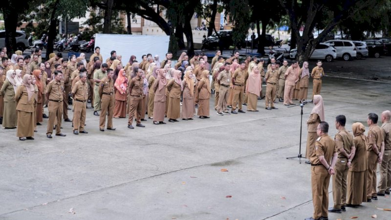 Sekda Wajo Pimpin Apel Gabungan, Ini Pesannya Kepada ASN 