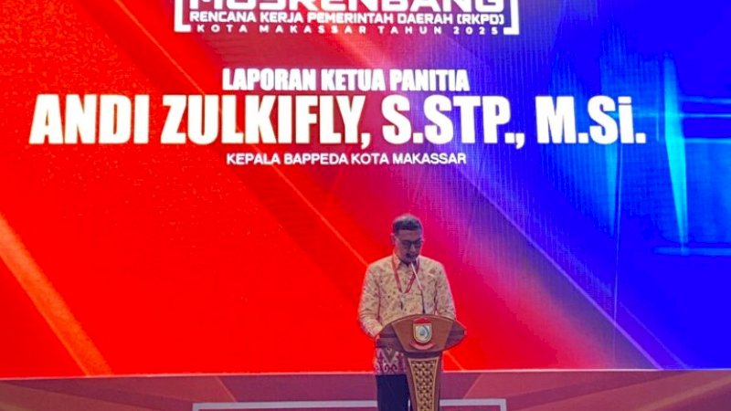 Kaban Bappeda Andi Zulkifly Nanda menyampaikan beberapa point penting yang jadi fokus Bappeda kota Makassar pada acara Musrembang rabu (6/3)