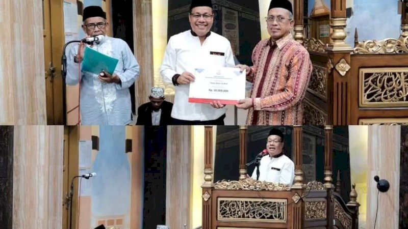 Sekwan Makassar Salurkan Dana Hibah Pemkot di Masjid Besar Al Amin
