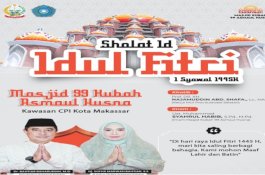 Pj Gubernur Sulsel dan Keluarga Salat Id di Masjid Kubah 99 Asmaul Husna