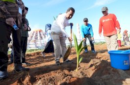 Penanaman Pohon Kelapa Genjah dan Dalam di Taman Religi CPI, Komoditas Unggulan Sulsel dari Selayar