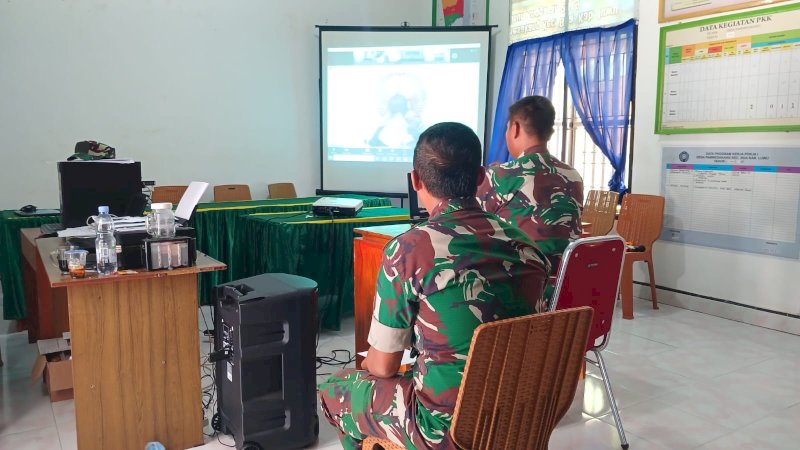 Dansatgas TMMD 120/palopo saat melakukan zoom meeting bersama media terkait lomba karya jurnalistik TMMD-120