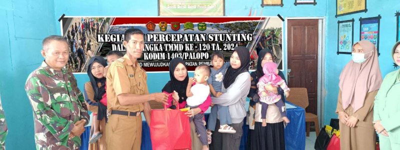 TMMD ke-120 TA 2024 Kodim 1403/Palopo Serahkan Paket Percepatan Penurunan Stunting 